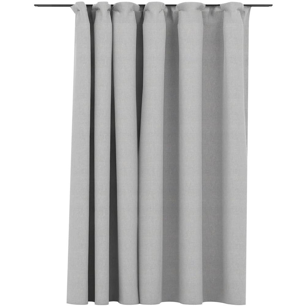 Tenda Oscurante Effetto Lino Con Ganci Grigie 290x245 Cm - Foto 2