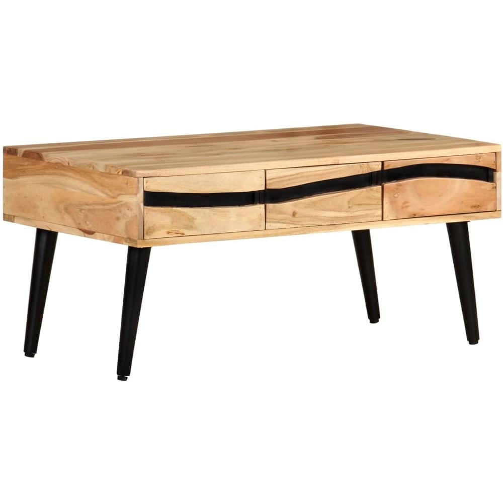 Tavolino Da Caffè 88x50x42 Cm In Legno Massello Di Acacia - Foto 1
