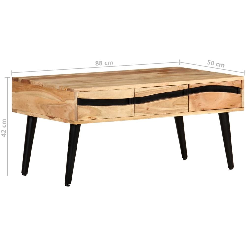 Tavolino Da Caffè 88x50x42 Cm In Legno Massello Di Acacia - Foto 8