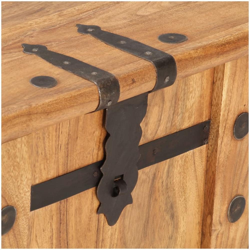 Baule 90x40x40 Cm In Legno Massello Di Acacia - Foto 2