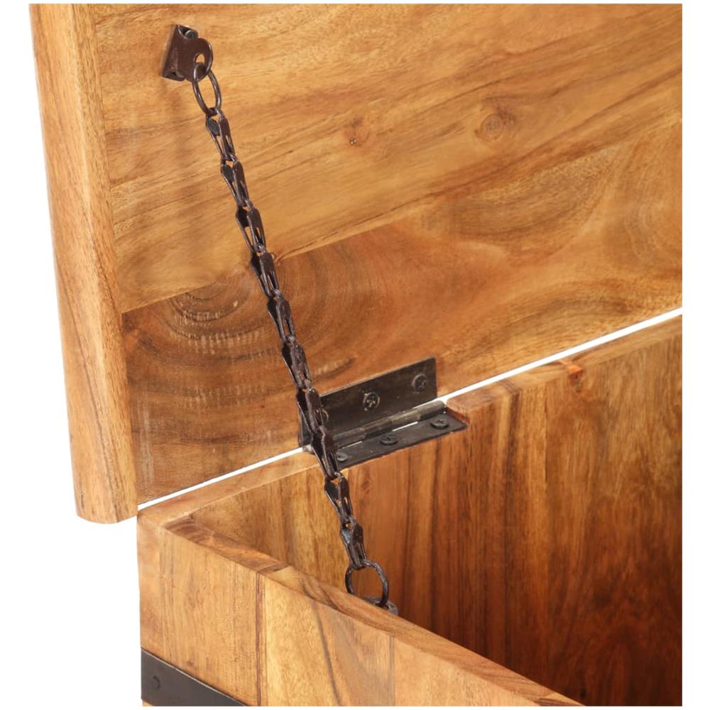 Baule 90x40x40 Cm In Legno Massello Di Acacia - Foto 8