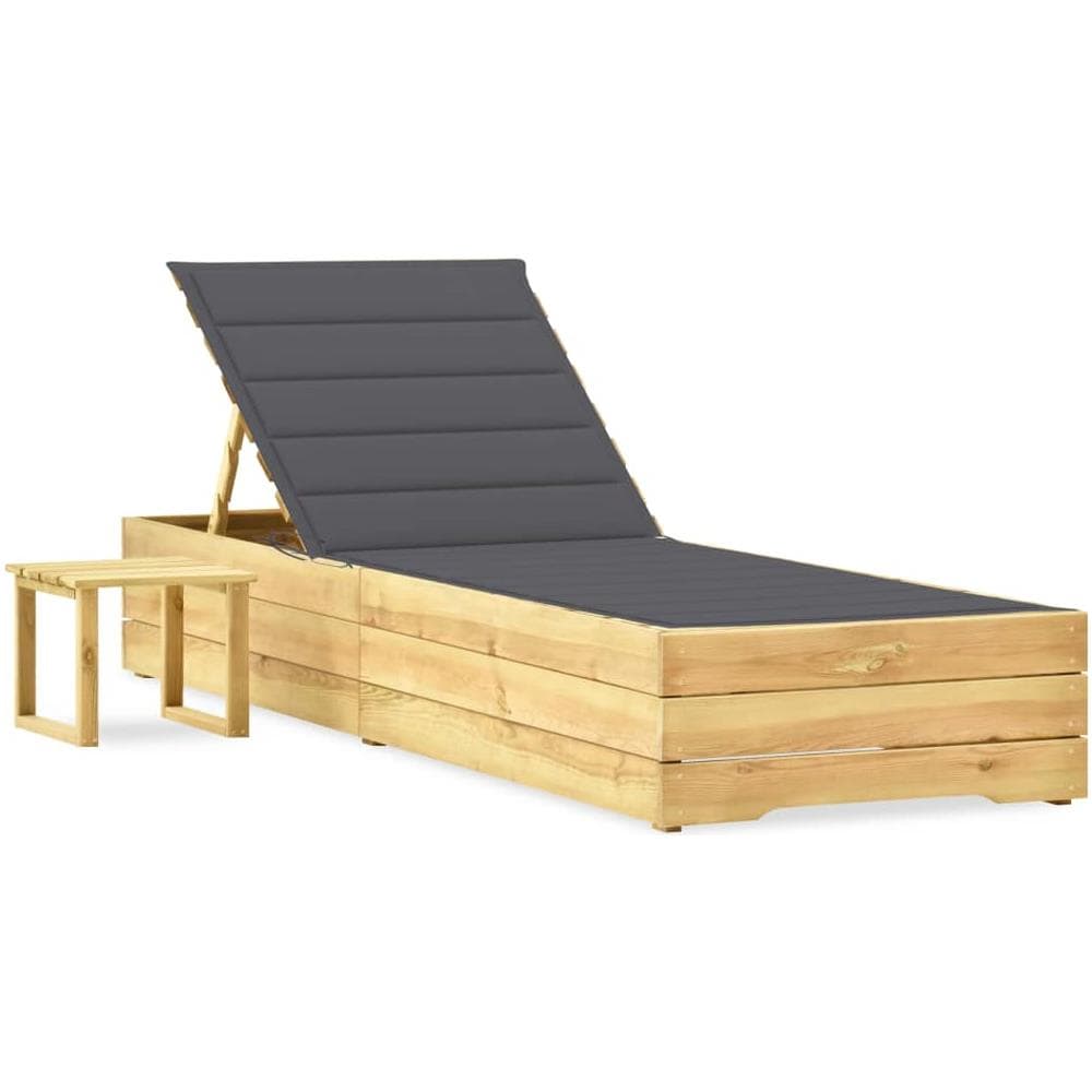 Lettino da Giardino con Tavolino Cuscino Legno Pino Impregnato - Foto 1