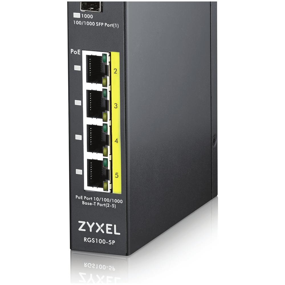 Switch RGS100-5P con 4 Porte Gigabit Ethernet PoE Colore Nero - Foto 1