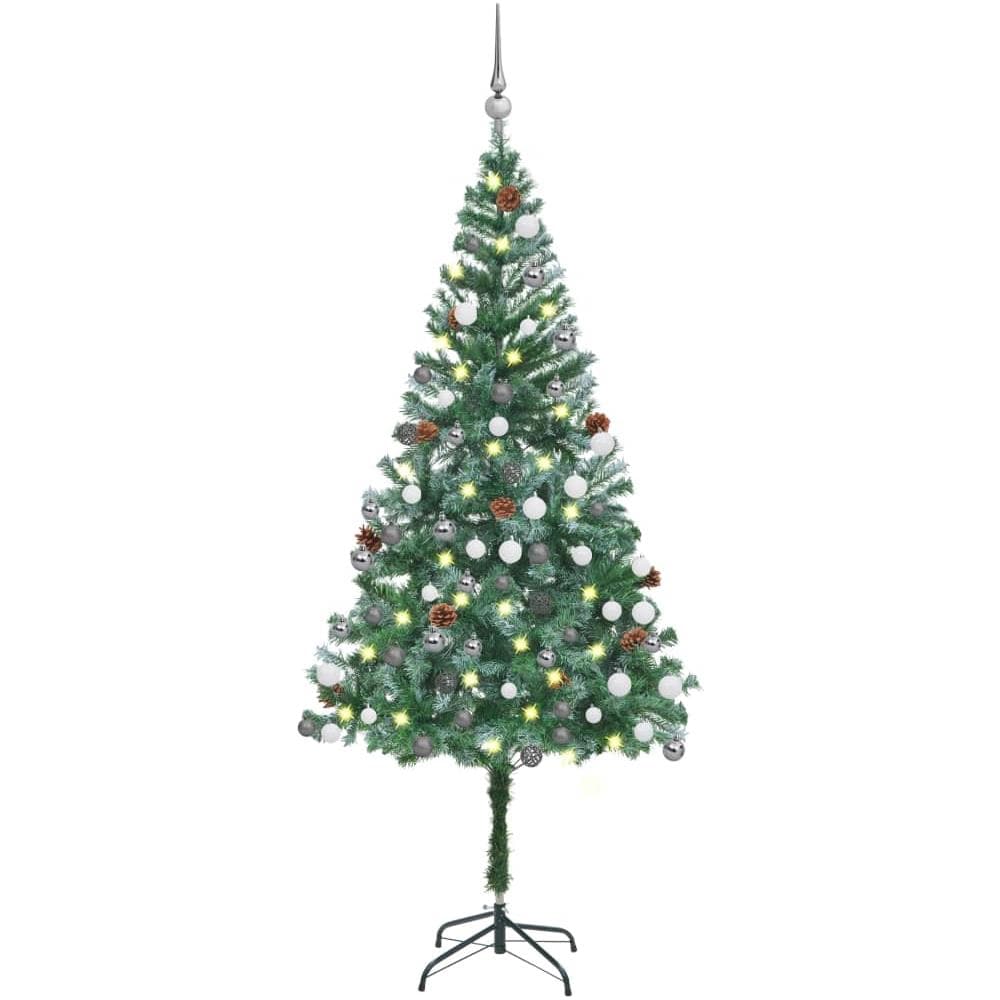 Albero di Natale Artificiale con Set Palline LED e Pigne 180 cm - Foto 1