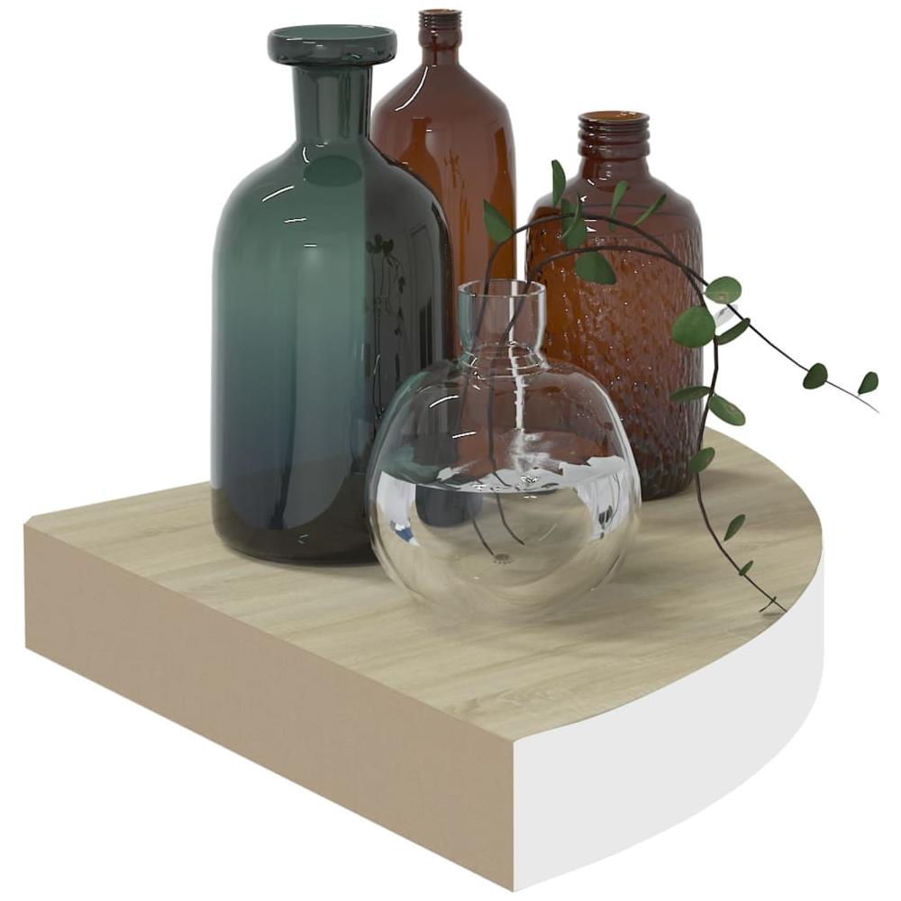 Mensole Angolari 2pz Rovere E Bianco 25x25x3,8 Cm In Mdf - Foto 3