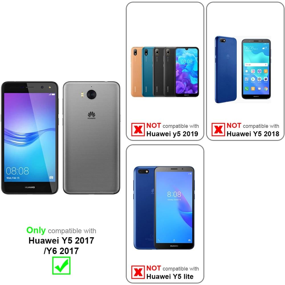 Custodia Compatibile Con Huawei Y5/y6 2017 In Lilla Scuro Fiore - Coperchio Protettivo In Design Floreale Con Chiusura Magnetica, Funzione Stand E Slot Per Carte - Foto 2