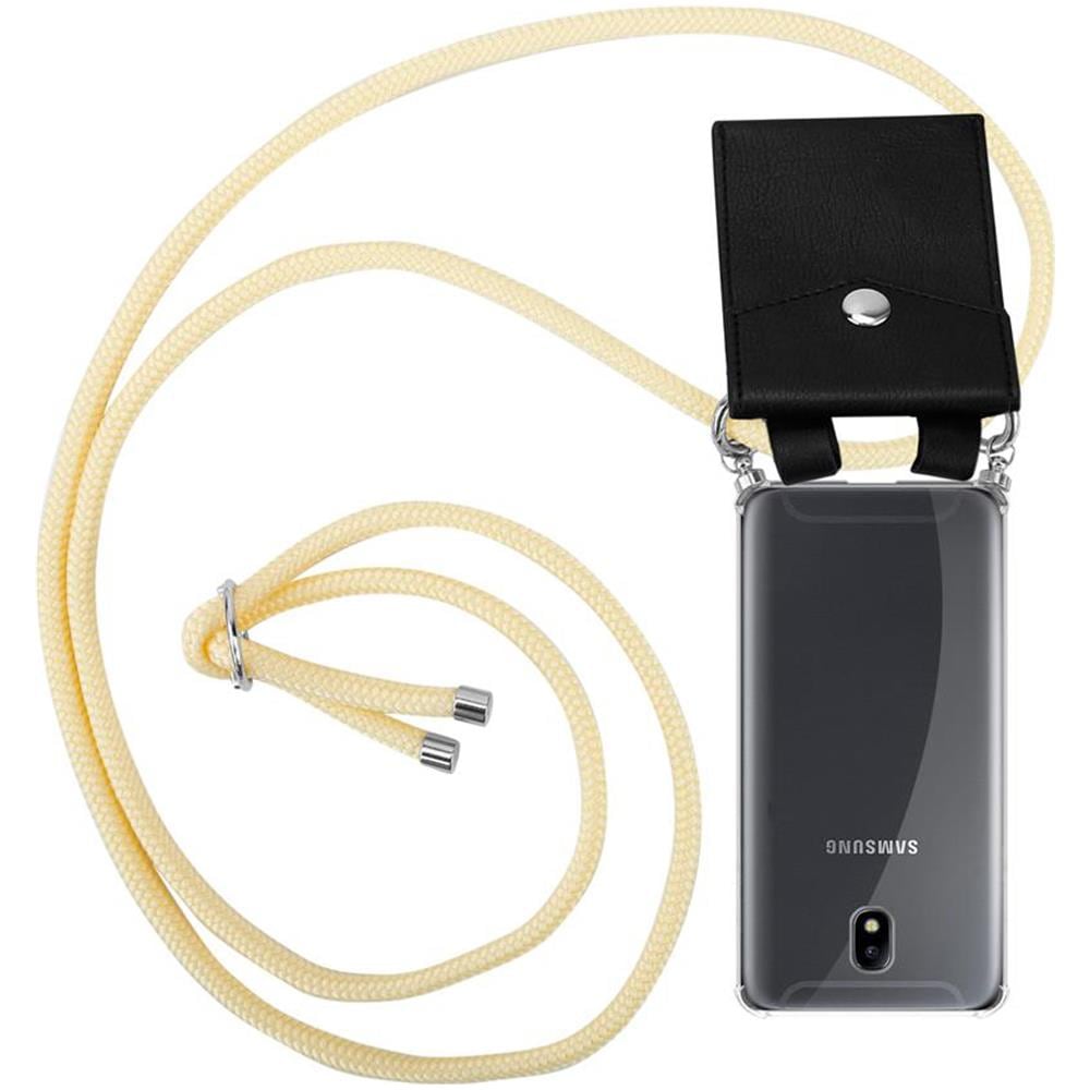 Catena Di Telefoni Cellulari Compatibile Con Samsung Galaxy J7 2018 In Crema Beige - Coperchio Protettivo In Silicone Con Anelli D'argento, Cinturino In Corda E Custodia Staccabile - Foto 1