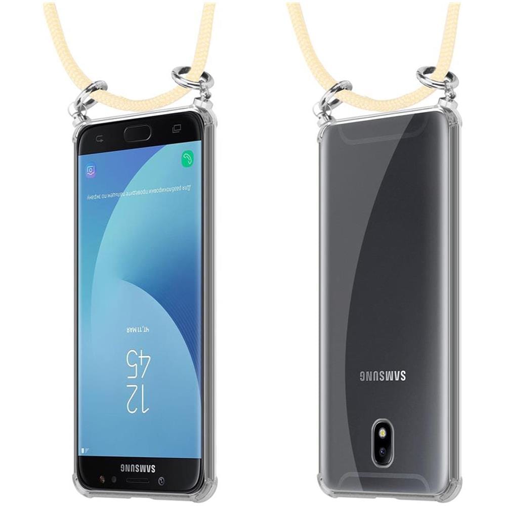 Catena Di Telefoni Cellulari Compatibile Con Samsung Galaxy J7 2018 In Crema Beige - Coperchio Protettivo In Silicone Con Anelli D'argento, Cinturino In Corda E Custodia Staccabile - Foto 8