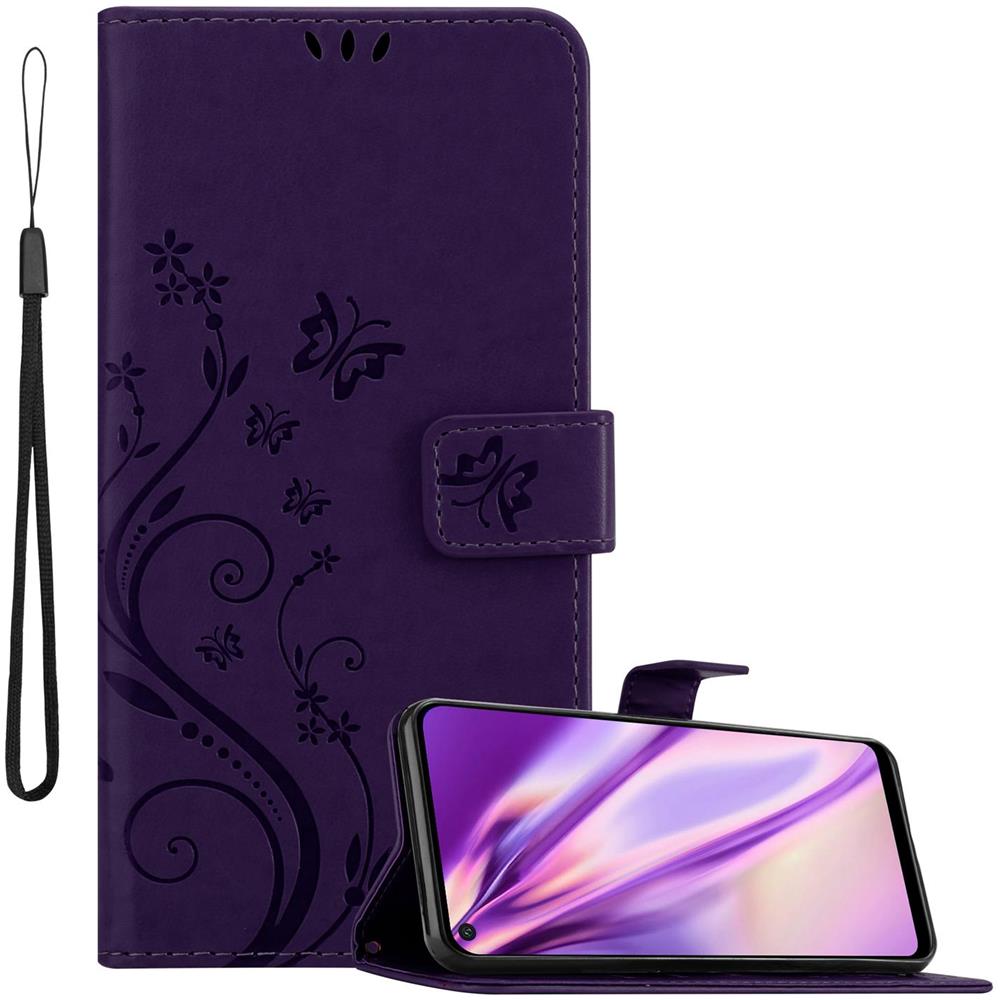 Custodia Compatibile Con Huawei P40 Lite E In Lilla Scuro Fiore - Coperchio Protettivo In Design Floreale Con Chiusura Magnetica, Funzione Stand E Slot Per Carte - Foto 1