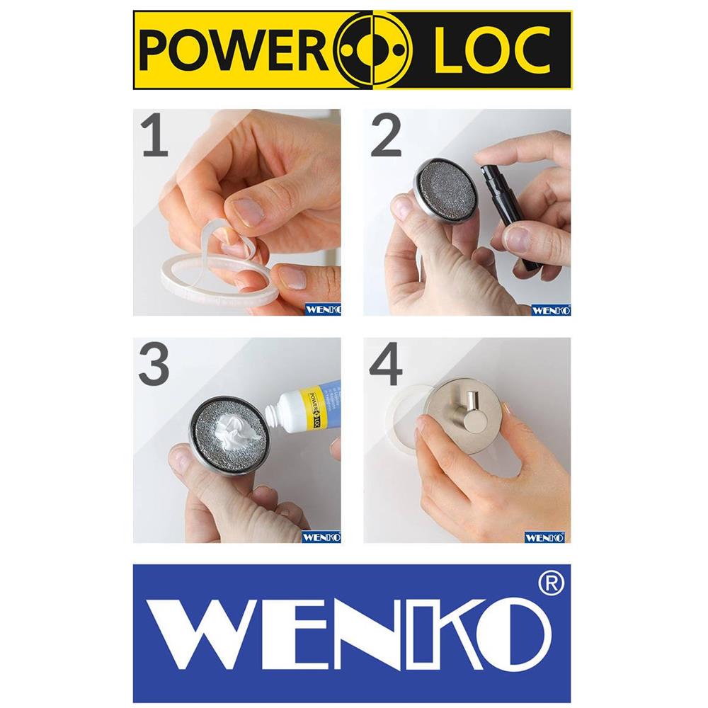 Contenitore Spazzola Revello + Scopino Wc, Power-loc - Acciaio Cromato, Wenko - Foto 3