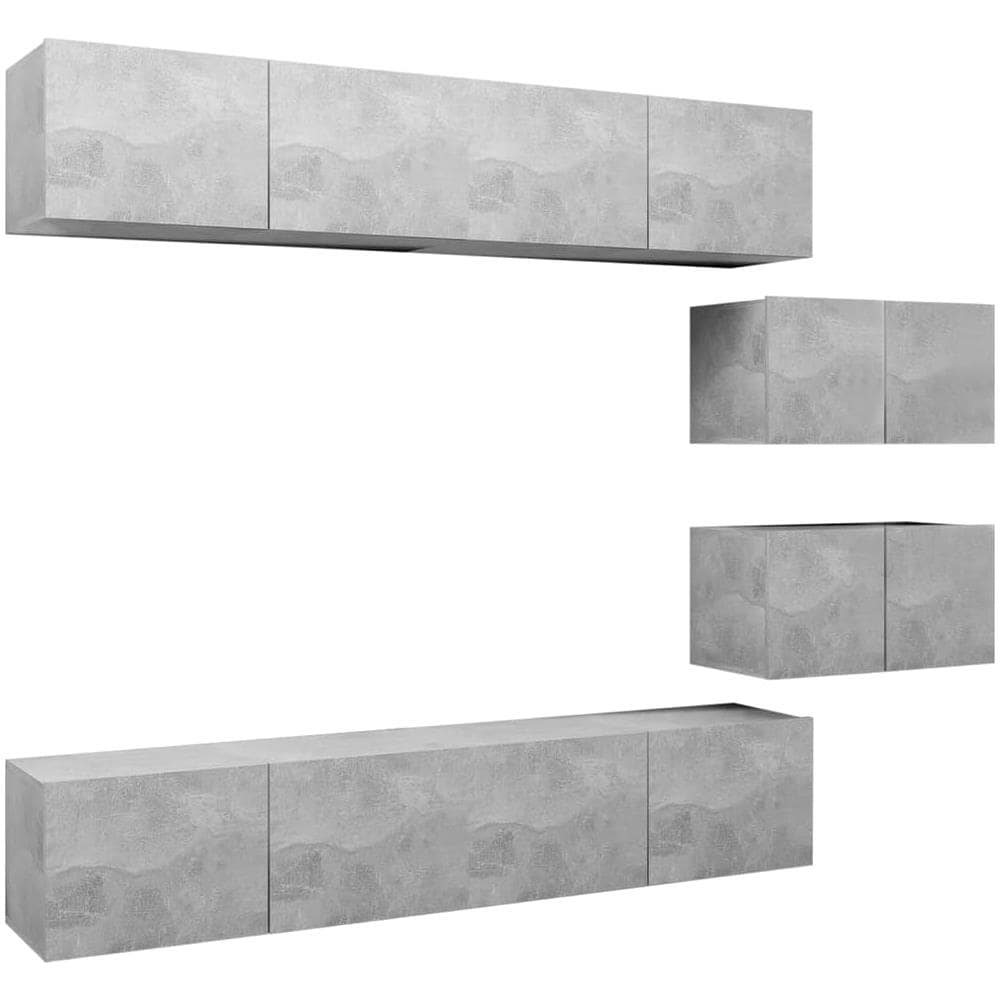 Set di Mobili Porta TV 6 pz Grigio Cemento in Legno Multistrato - Foto 1