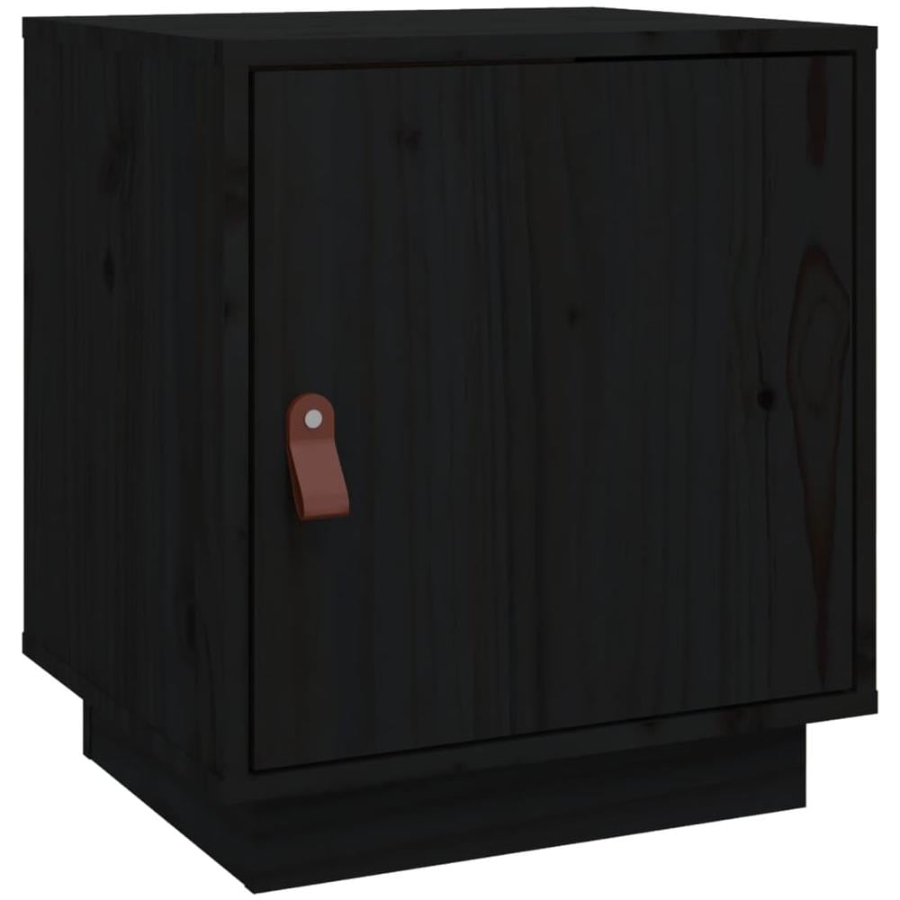Comodino Nero 40x34x45 Cm In Legno Massello Di Pino - Foto 1