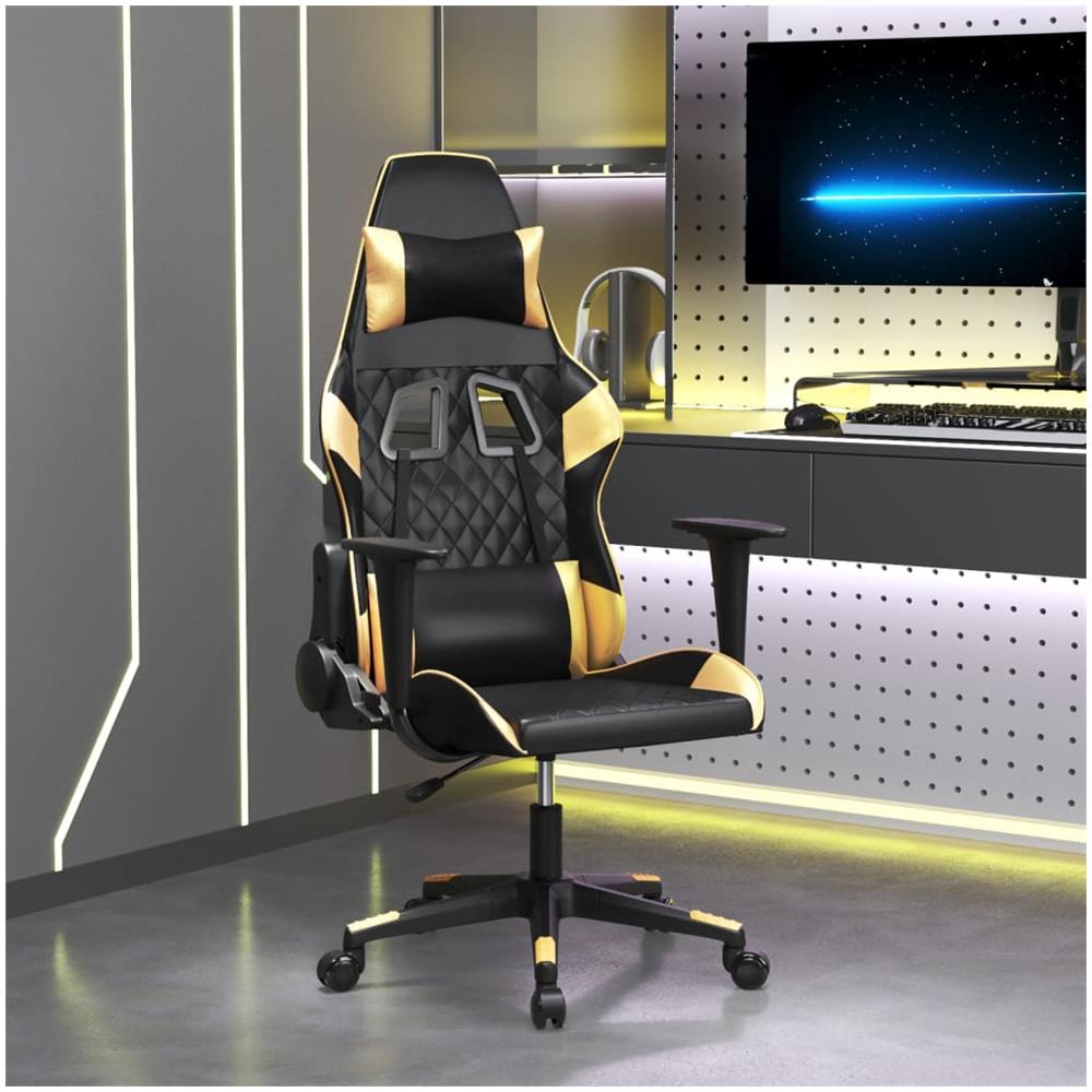 Sedia Da Gaming Nera E Oro In Similpelle - Foto 1