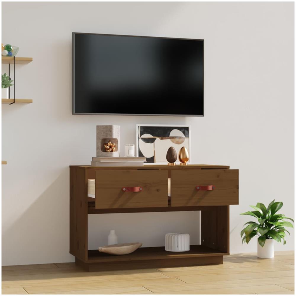 Mobile Porta Tv Miele 90x40x60 Cm In Legno Massello Di Pino - Foto 10