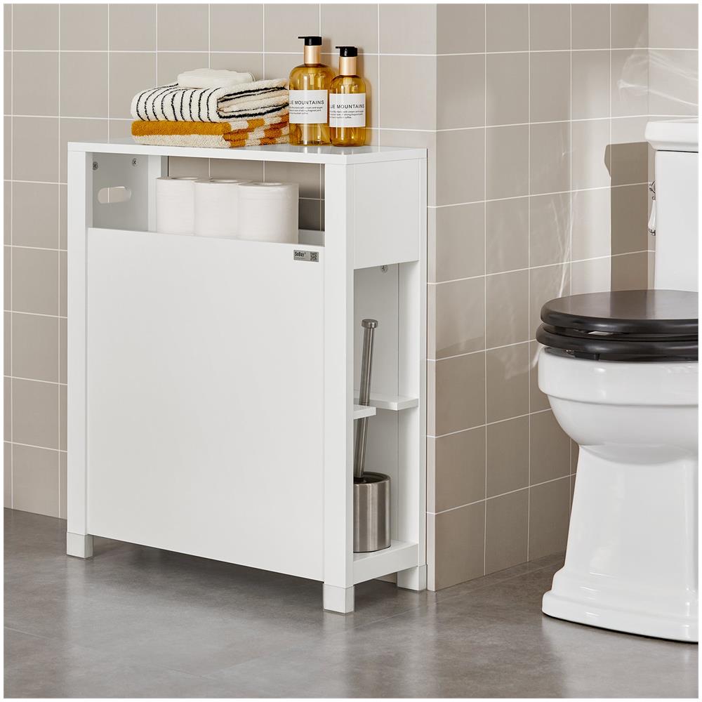 Mensola Salvaspazio Con 2 Cestelli Grigi Estraibili Mobiletto Da Bagno Bianco 20x60x70cm Bzr83-w - Foto 7