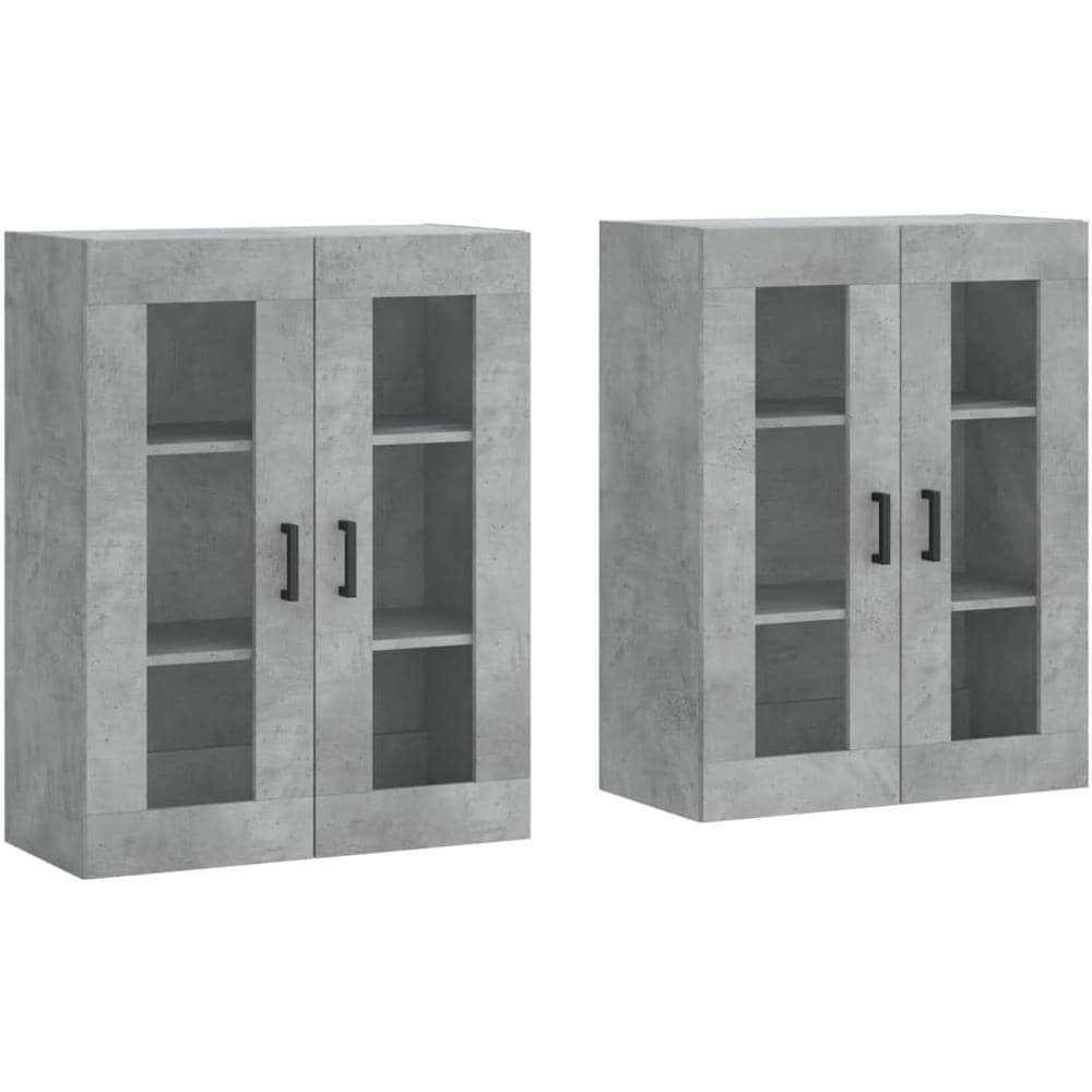 Armadietti A Parete 2 Pz Grigio Cemento In Legno Multistrato - Foto 1
