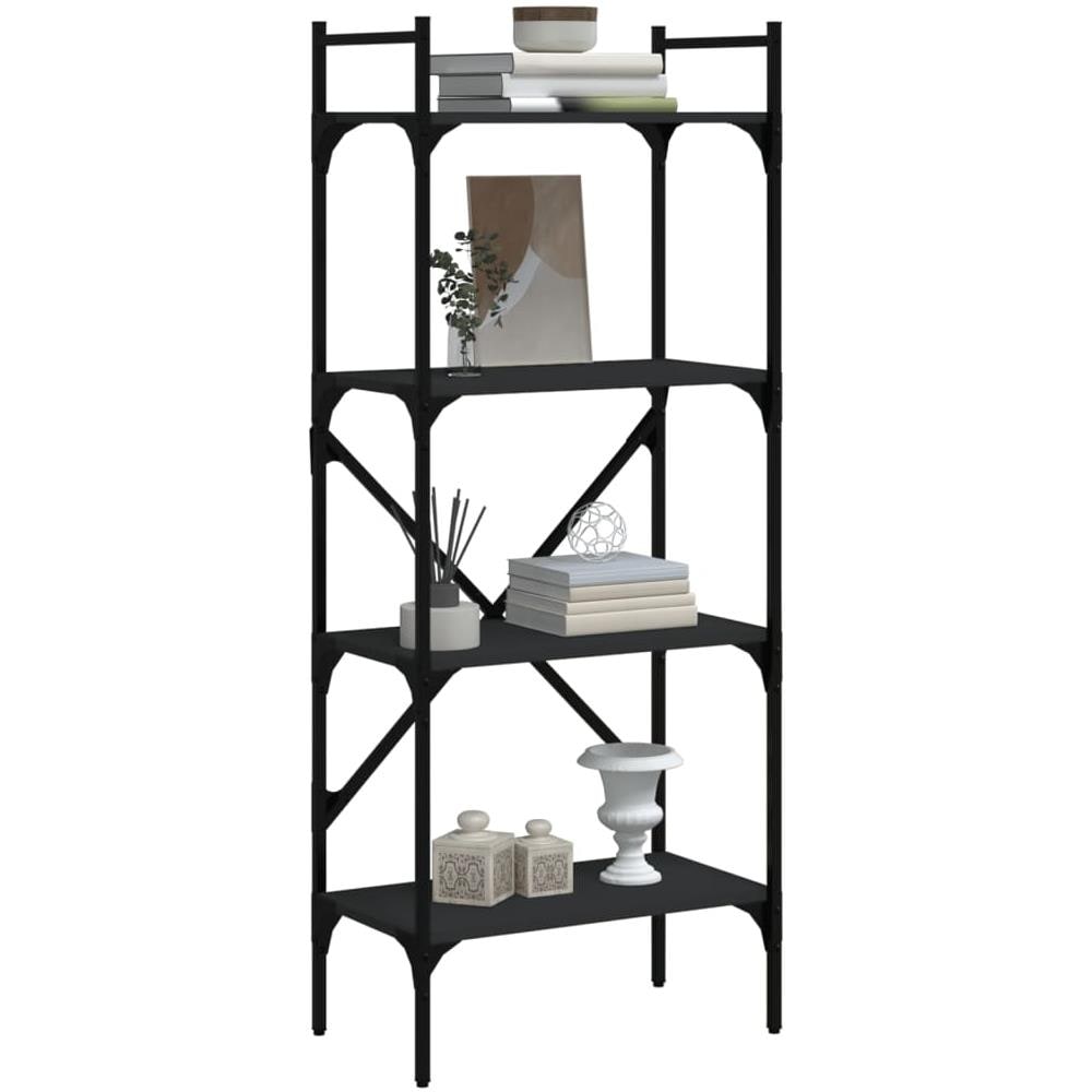 Libreria 4 Ripiani Nera 56x31,5x138,5 Cm Legno Multistrato - Foto 3
