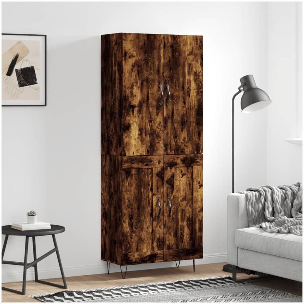 Credenza Rovere Fumo 69,5x34x180 Cm In Legno Multistrato - Foto 1