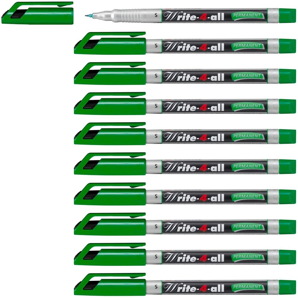 Write-4-all - Marcatore - Tratto Superfine (0,4 mm) - Confezione da 10 - Verde - Foto 1