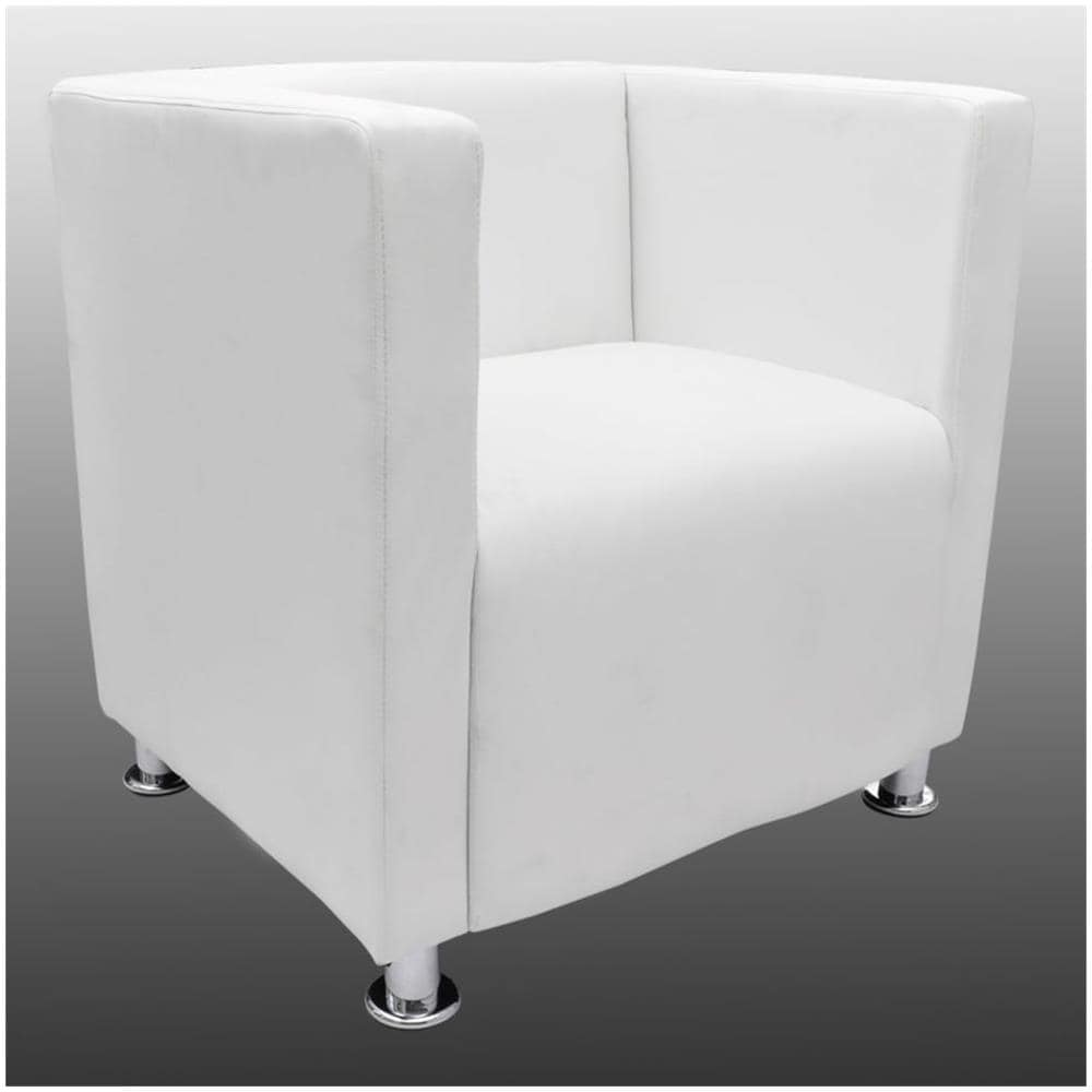 Poltrona di Design a forma di Cubo in Pelle Artificiale Colore Bianco - Foto 2