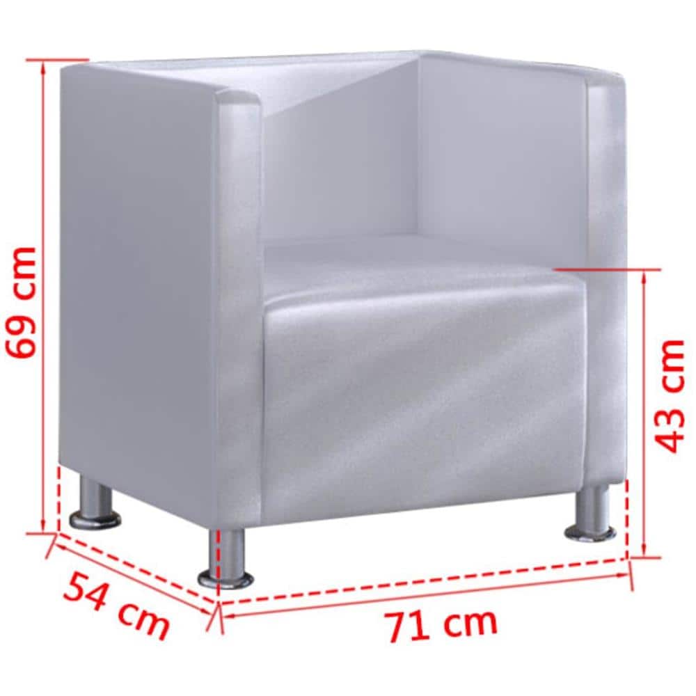 Poltrona di Design a forma di Cubo in Pelle Artificiale Colore Bianco - Foto 4