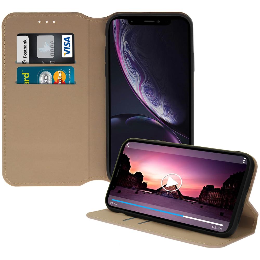 Custodia Iphone Xr Custodia A Libro Porta-carte Funzione Supporto - Oro - Foto 2