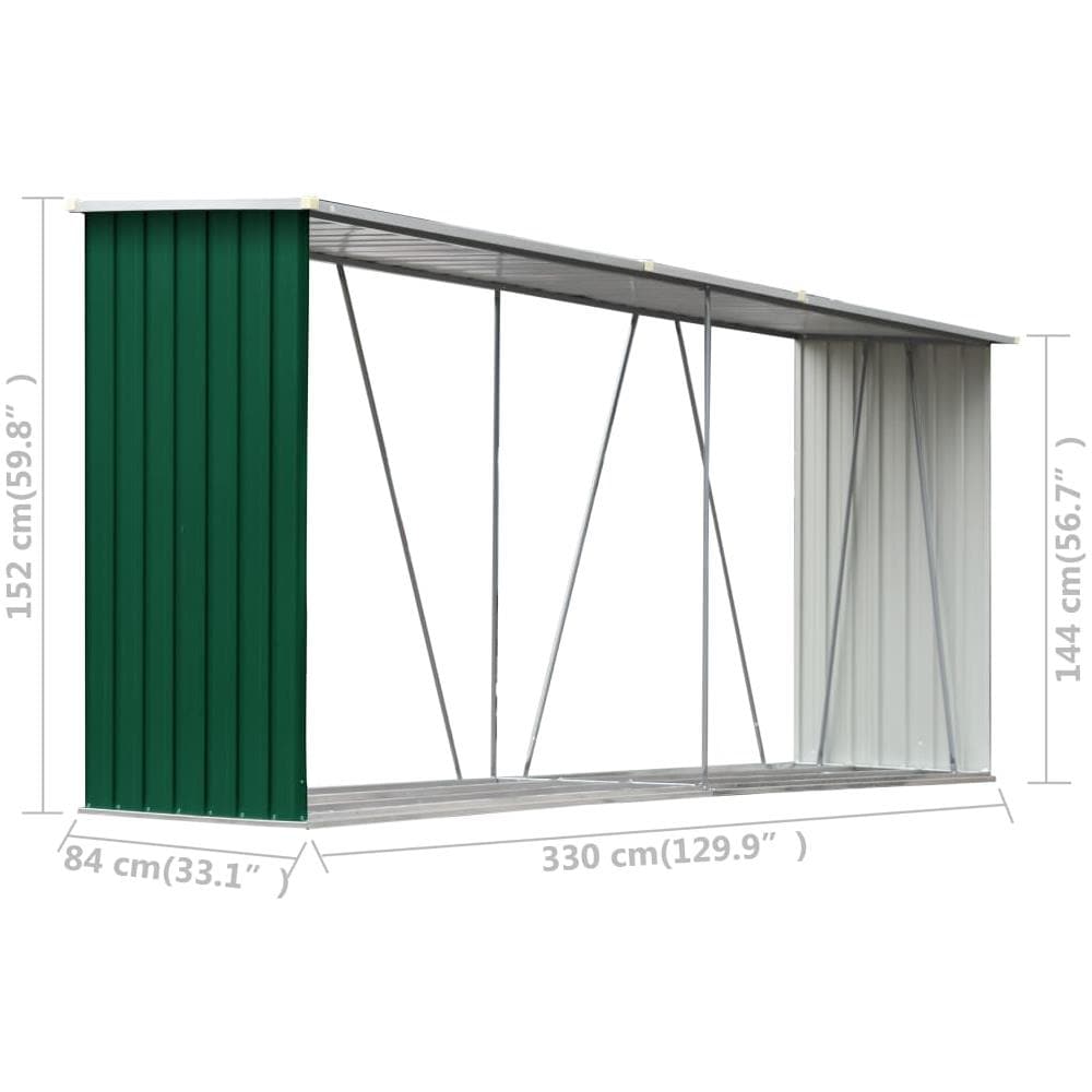 Capannone da Giardino in Acciaio Zincato 330x84x152cm Verde - Foto 11