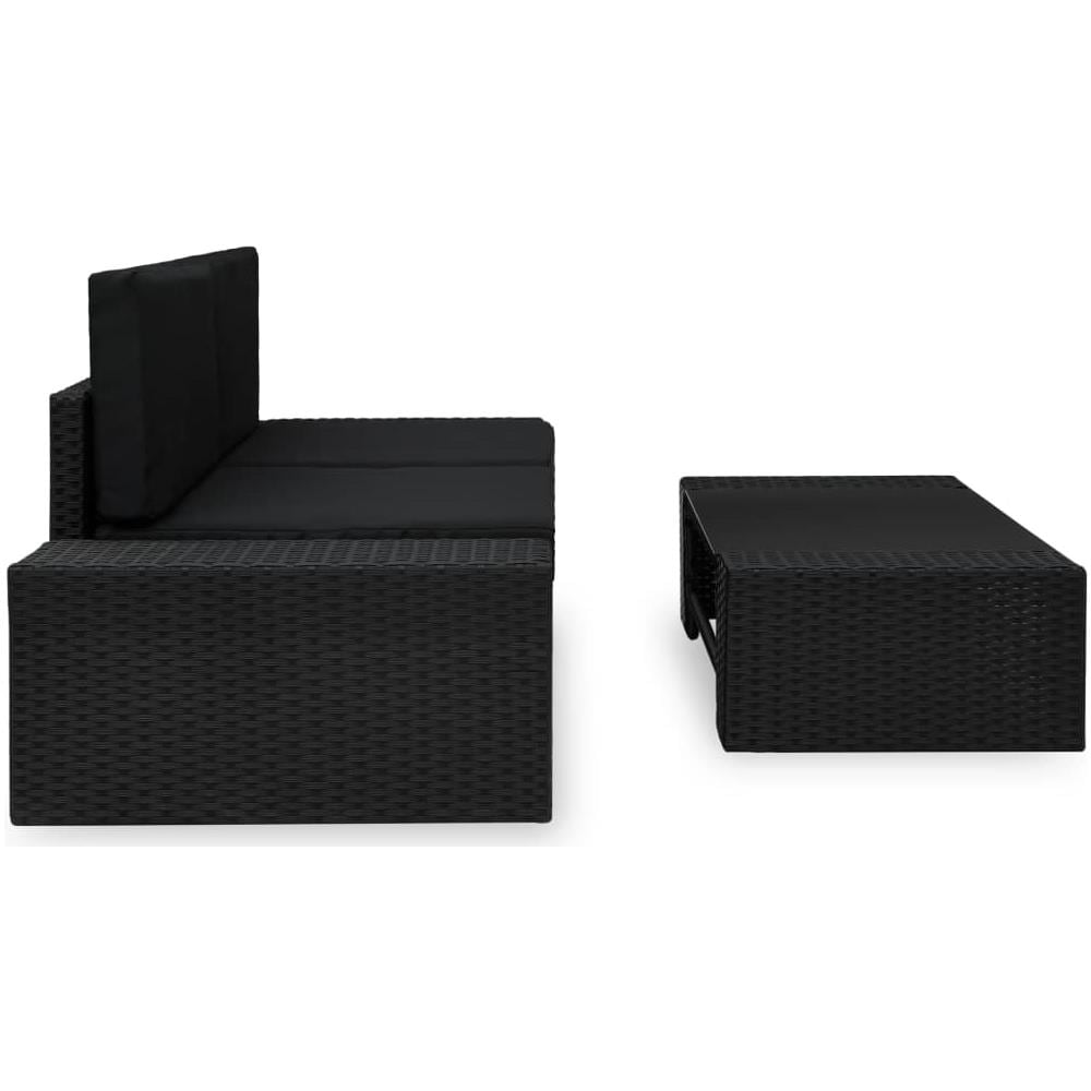 Set Divani da Giardino 3 pz in Polyrattan Nero - Foto 2