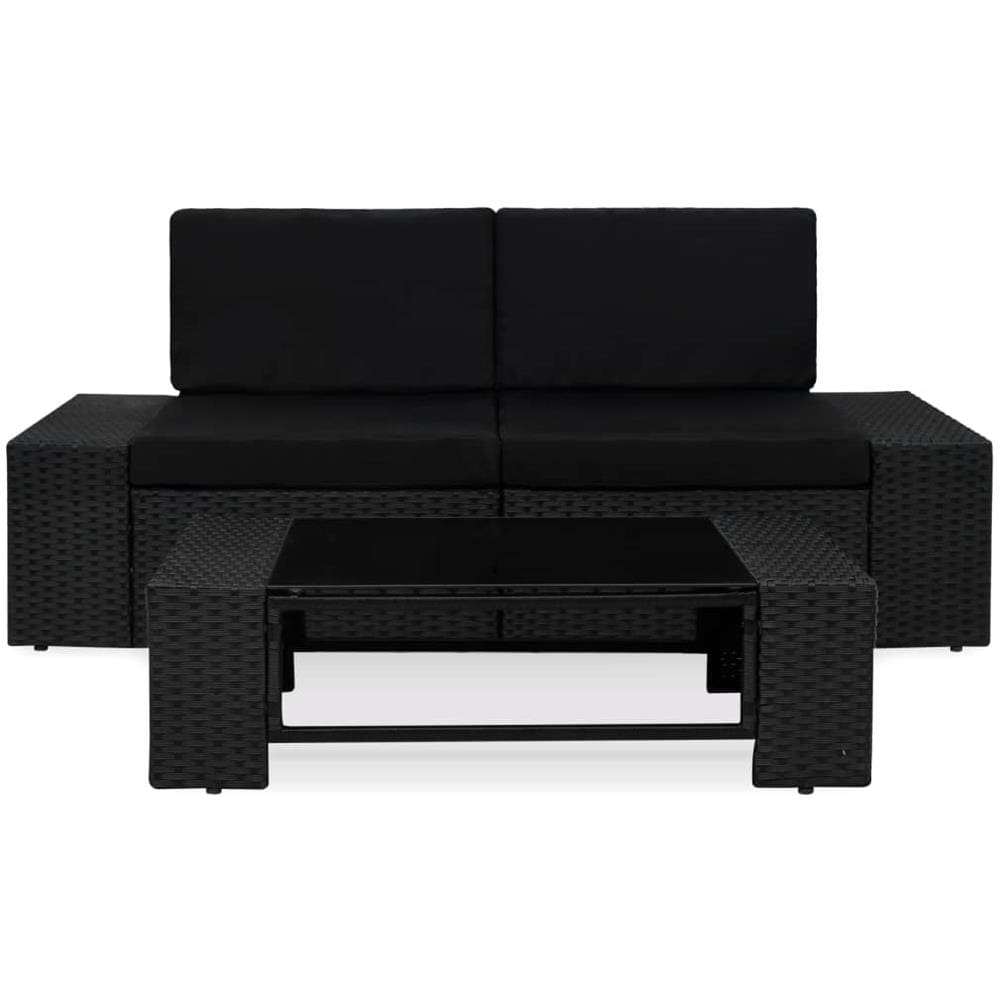 Set Divani da Giardino 3 pz in Polyrattan Nero - Foto 3