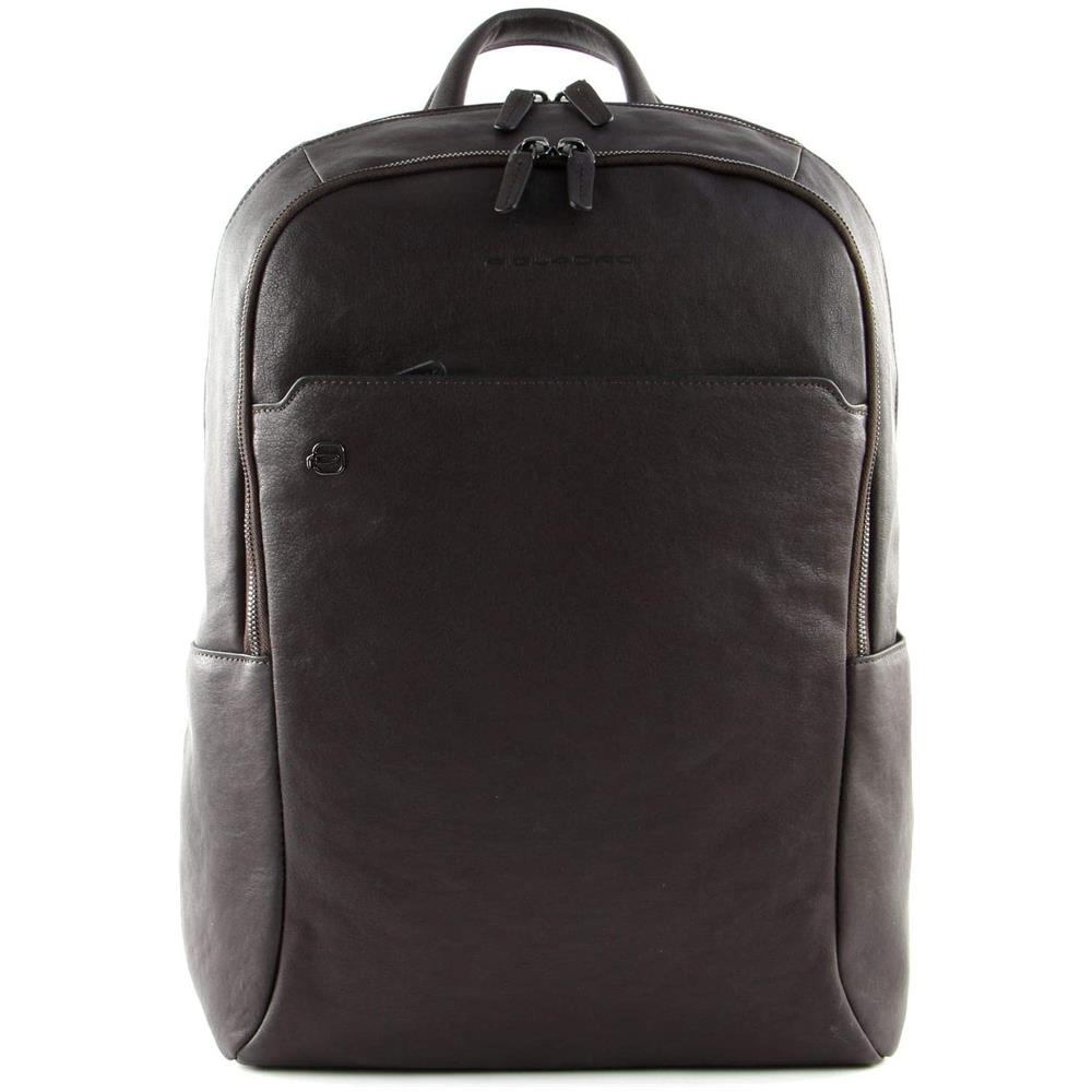 Zaino Grande in Pelle Porta Notebook fino a 15.6" e Porta iPad con Tasche Collezione Black Square Colore Nero - Foto 1