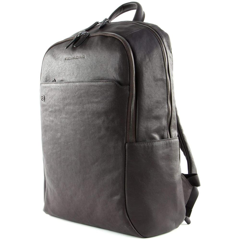 Zaino Grande in Pelle Porta Notebook fino a 15.6" e Porta iPad con Tasche Collezione Black Square Colore Nero - Foto 2