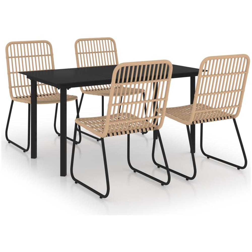 Set Da Pranzo Da Giardino 5 Pz In Polyrattan E Vetro - Foto 1