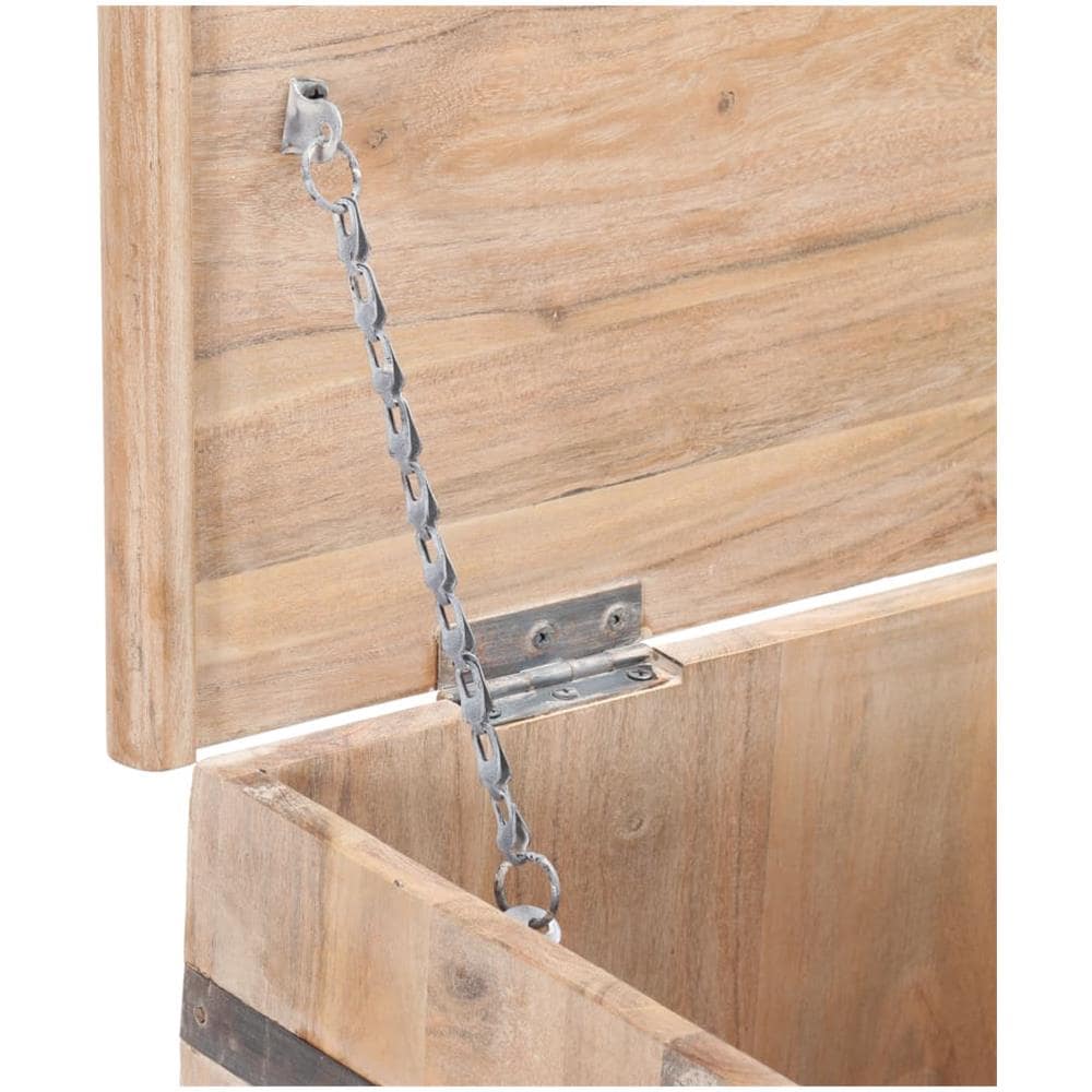 Baule 90x40x40 Cm In Legno Massello Di Acacia - Foto 8