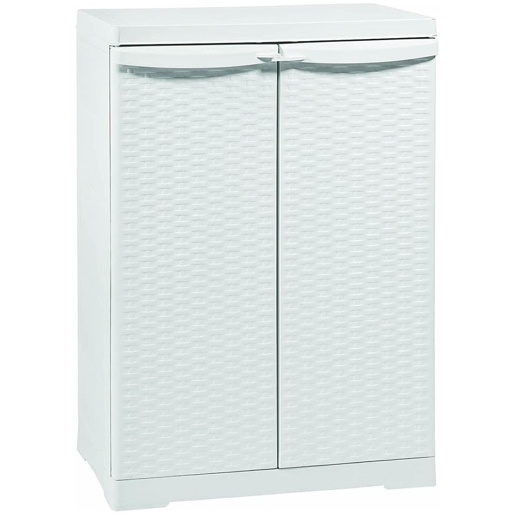 Mobile Armadio Box Basso Line Rattan 65x45x90 Bianco - Foto 1