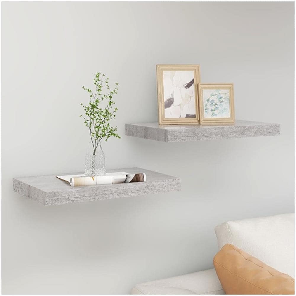 Scaffali A Parete 2 Pz Grigio Cemento 40x23x3,8 Cm In Mdf - Foto 1