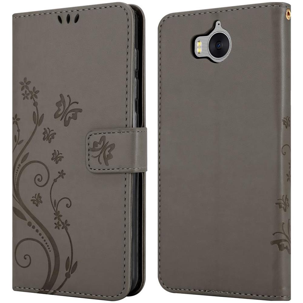 Custodia Compatibile Con Huawei Y5/y6 2017 In Grigio Fiore - Coperchio Protettivo In Design Floreale Con Chiusura Magnetica, Funzione Stand E Slot Per Carte - Foto 8