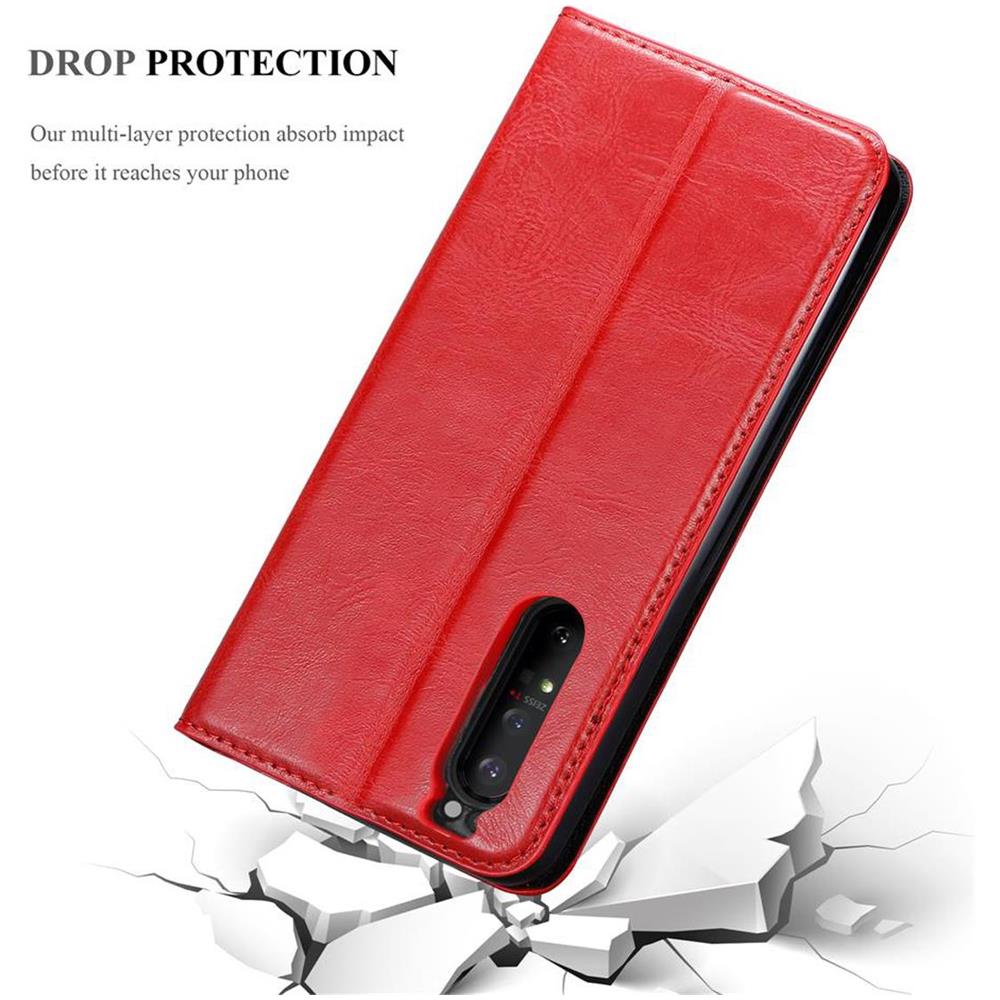 Custodia Compatibile Con Sony Xperia 1 Ii (2. Version) In Rosso Mela - Coperchio Protettiva Con Chiusura Magnetica, Funzione Stand E Tasca Per Le Carte - Foto 8