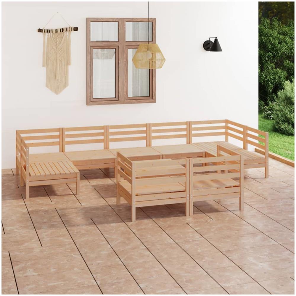 Set Salotto da Giardino 10 pz in Legno Massello di Pino - Foto 1