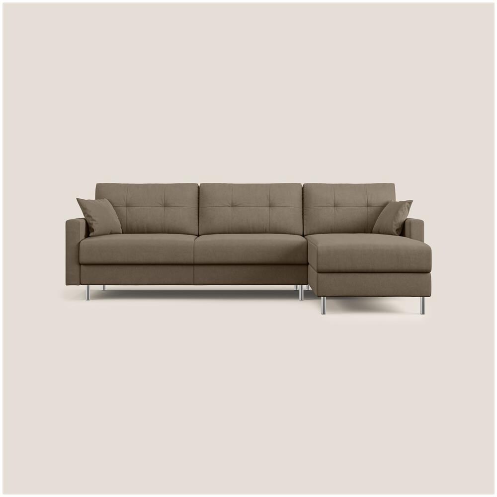 Megan Divano Letto Angolare In Microfibra Smacchiabile T11 Marrone 251 Cm Destro (mat. 120x197) - Foto 1
