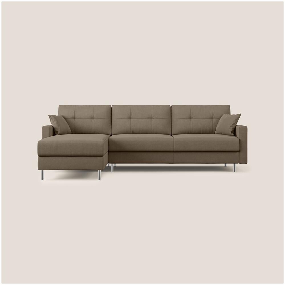 Megan Divano Letto Angolare In Microfibra Smacchiabile T11 Marrone 251 Cm Destro (mat. 120x197) - Foto 2