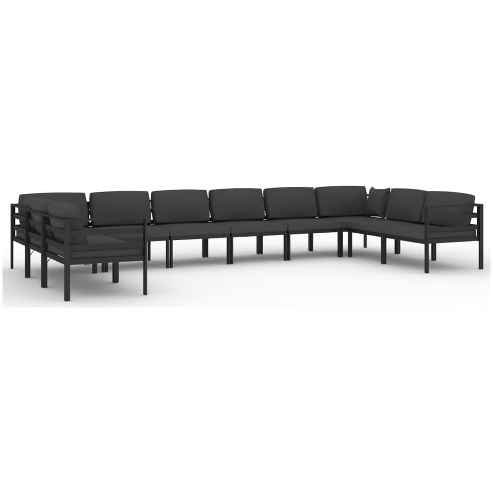 Set Divani Da Giardino 10 Pz Con Cuscini In Alluminio Antracite - Foto 1