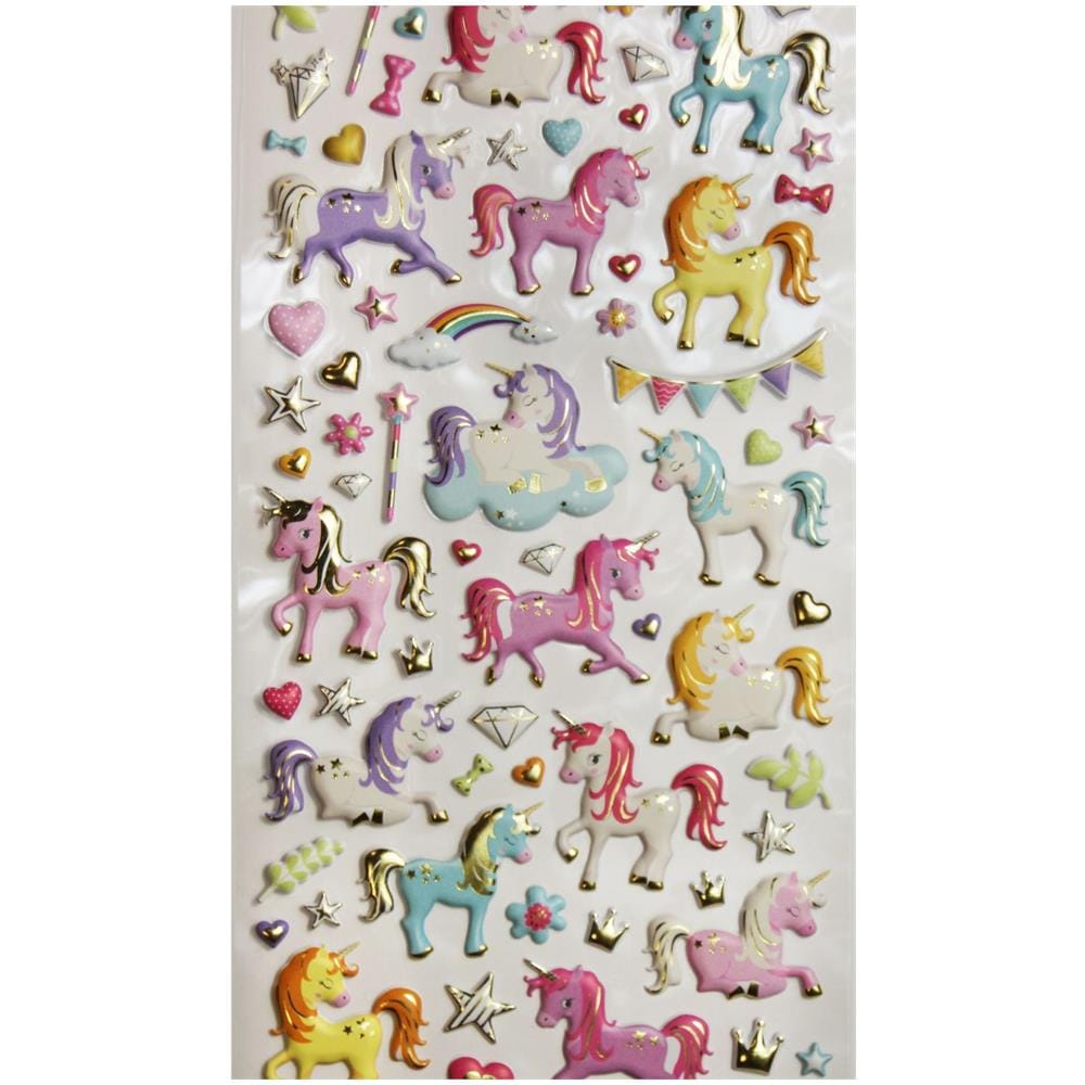 Adesivi Riutilizzabili - Schiuma - Unicorni - Oro - Foto 1