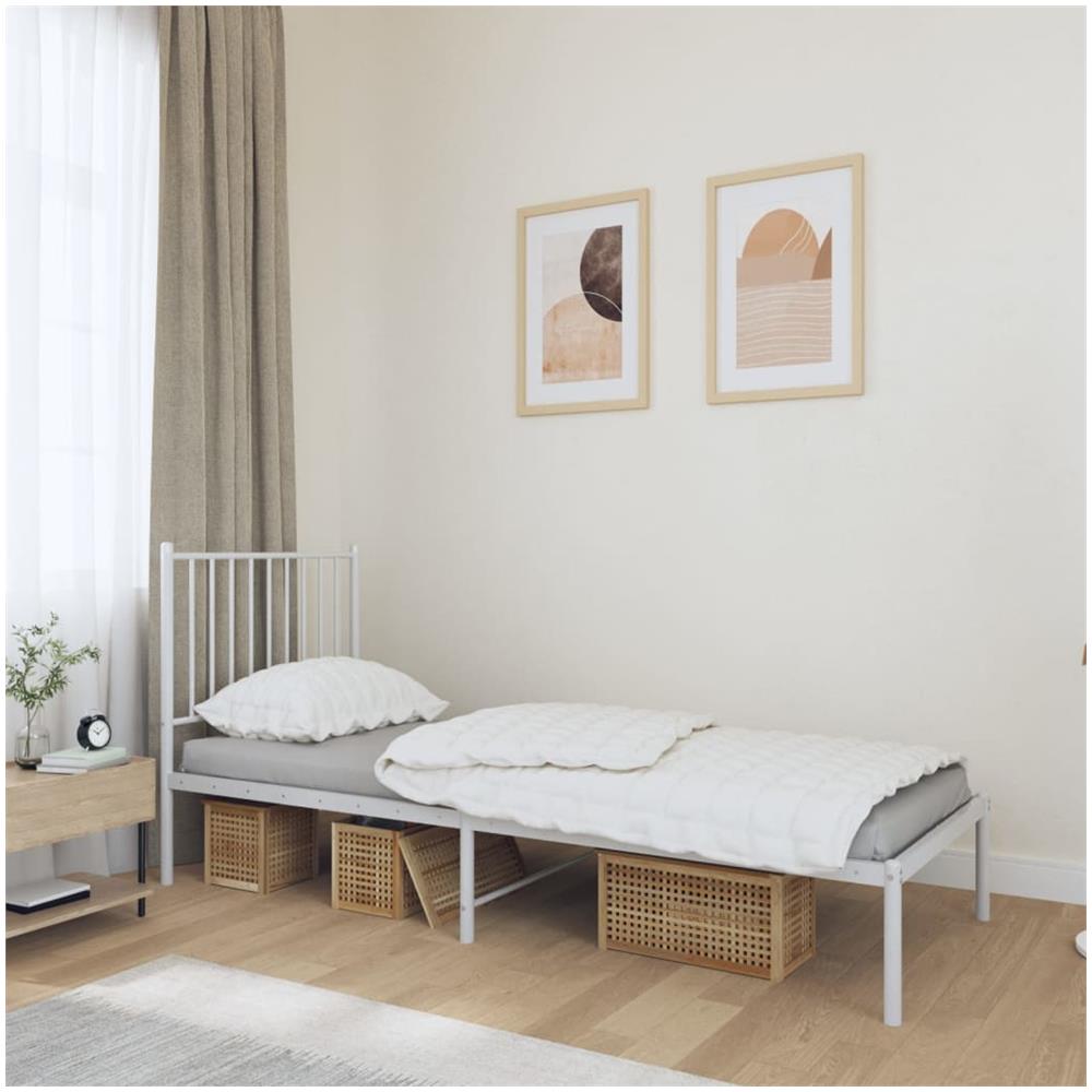 Giroletto Con Testiera Metallo Bianco 75x190 Cm - Foto 1