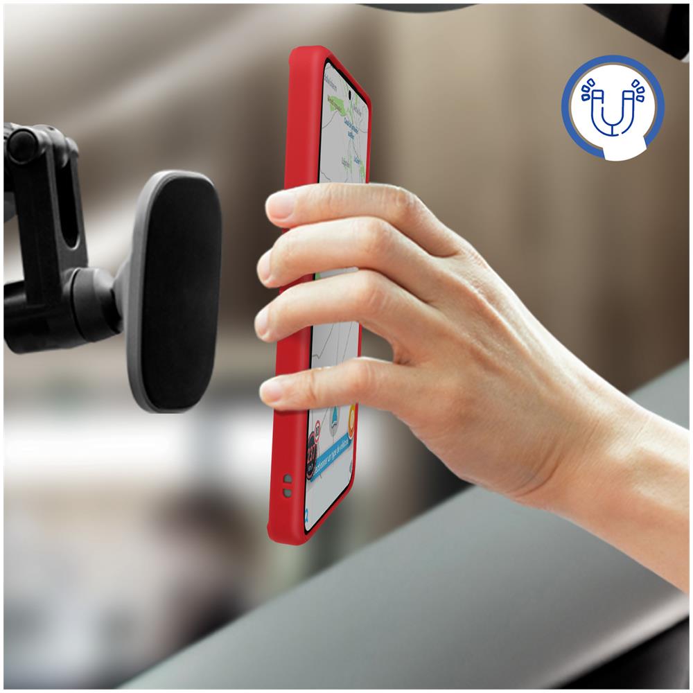 Cover Per Samsung S23 Bimateria Anello Metallico Supporto Bordo Rosso - Foto 5