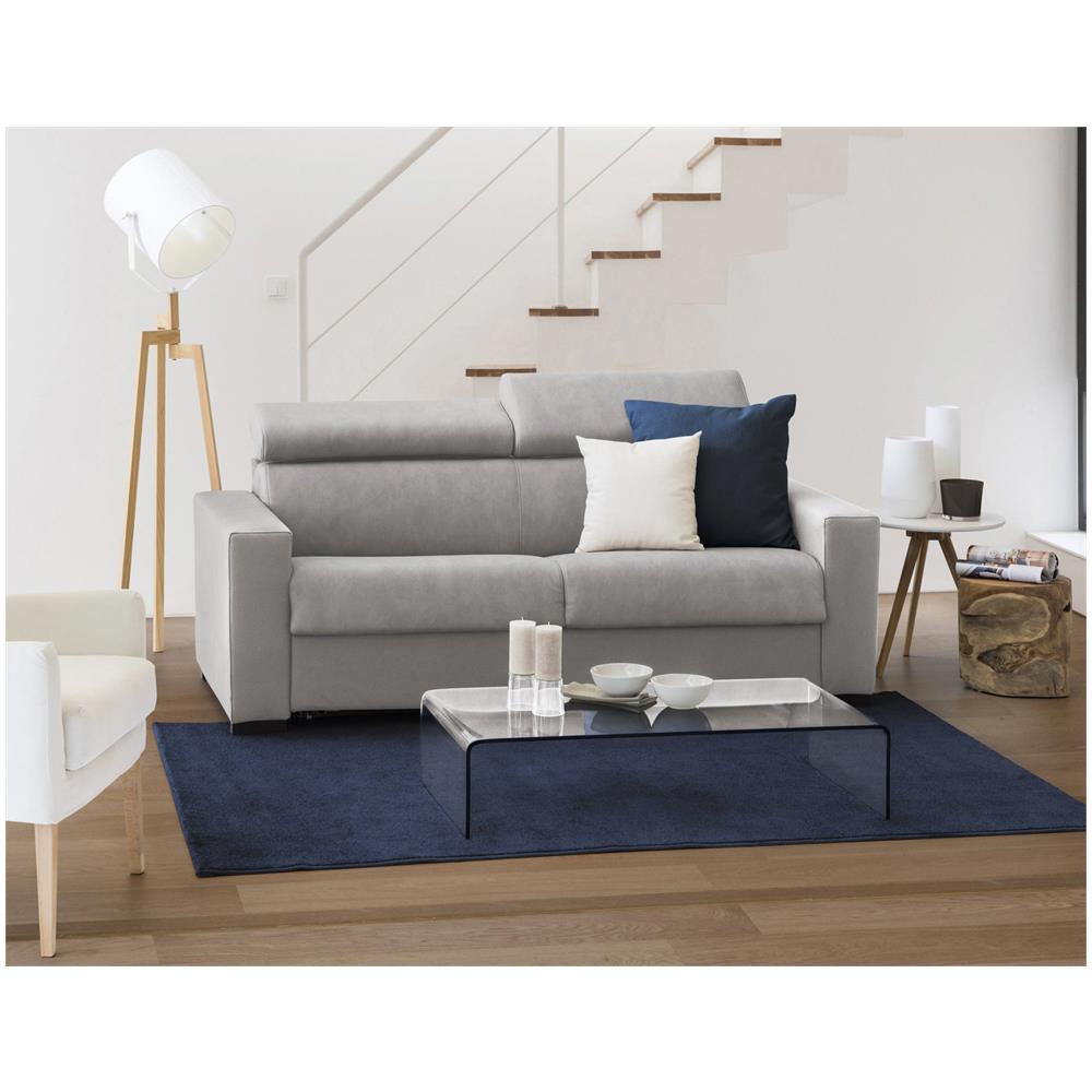 Divano Fisso Monica, Divano A 2 Posti Large, 100% Made In Italy, Sofà Soggiorno, In Tessuto Imbottito, Con Poggiatesta Regolabili E Braccioli Standard, Cm 200x95h85, Grigio - Foto 1