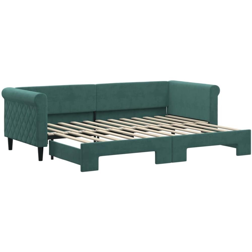 Divano Letto Con Letto Estraibile Verde Scuro 80x200cm Velluto - Foto 2