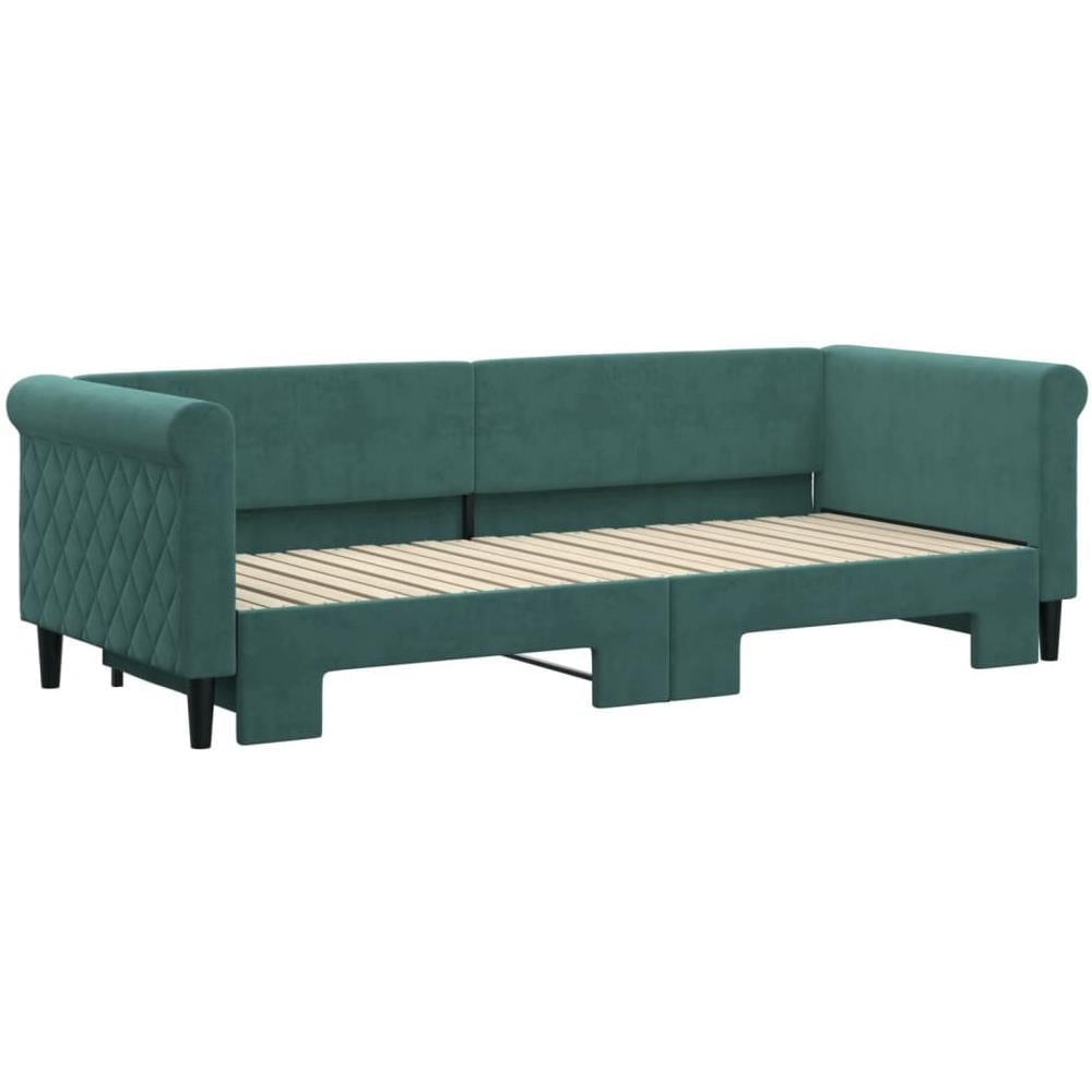 Divano Letto Con Letto Estraibile Verde Scuro 80x200cm Velluto - Foto 3