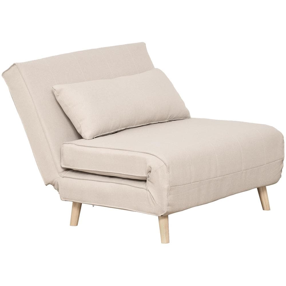 Poltrona Letto 3 in 1 con Schienale Reclinabile in 6 Posizioni, 94x78x80 cm, Beige - Foto 1