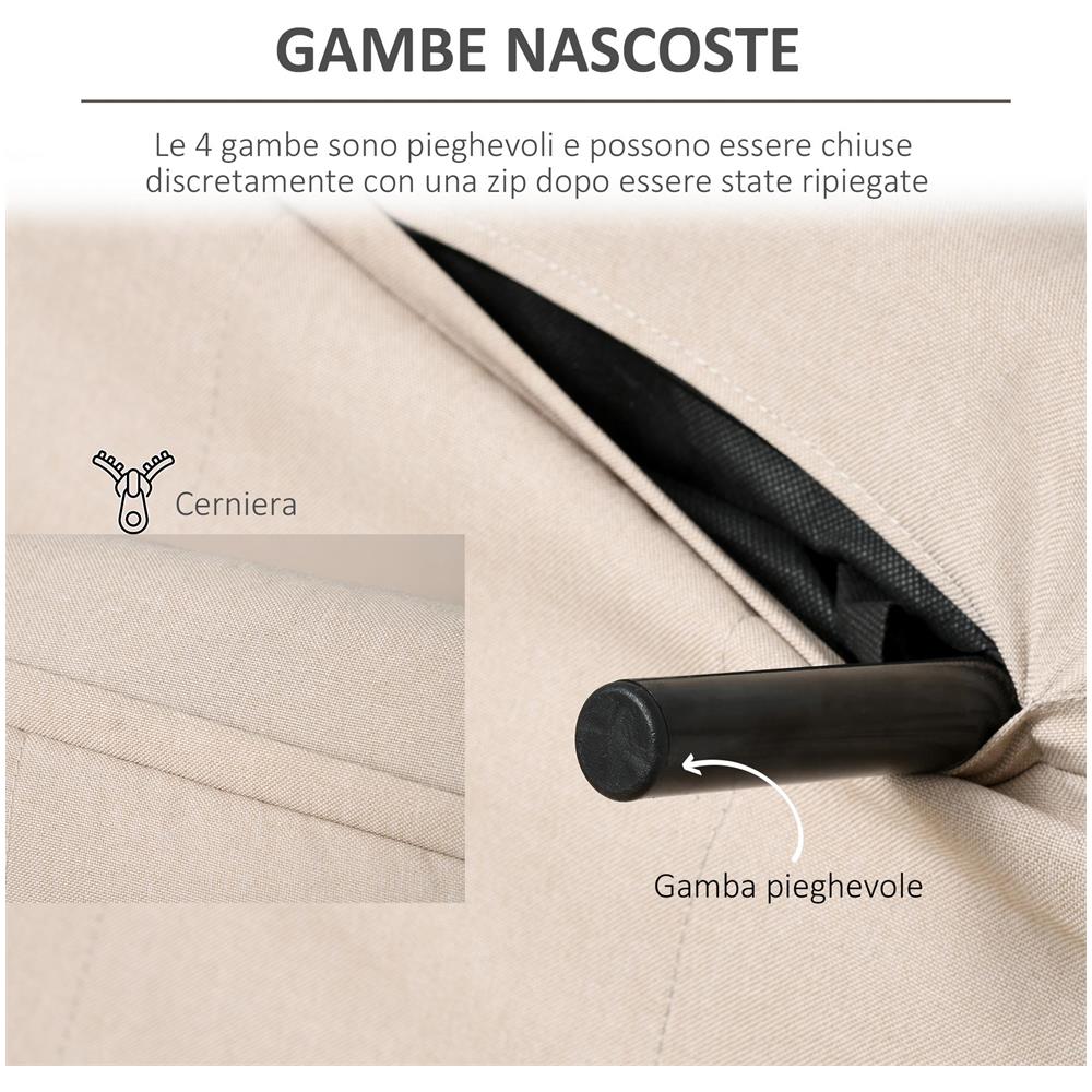 Poltrona Letto 3 in 1 con Schienale Reclinabile in 6 Posizioni, 94x78x80 cm, Beige - Foto 6