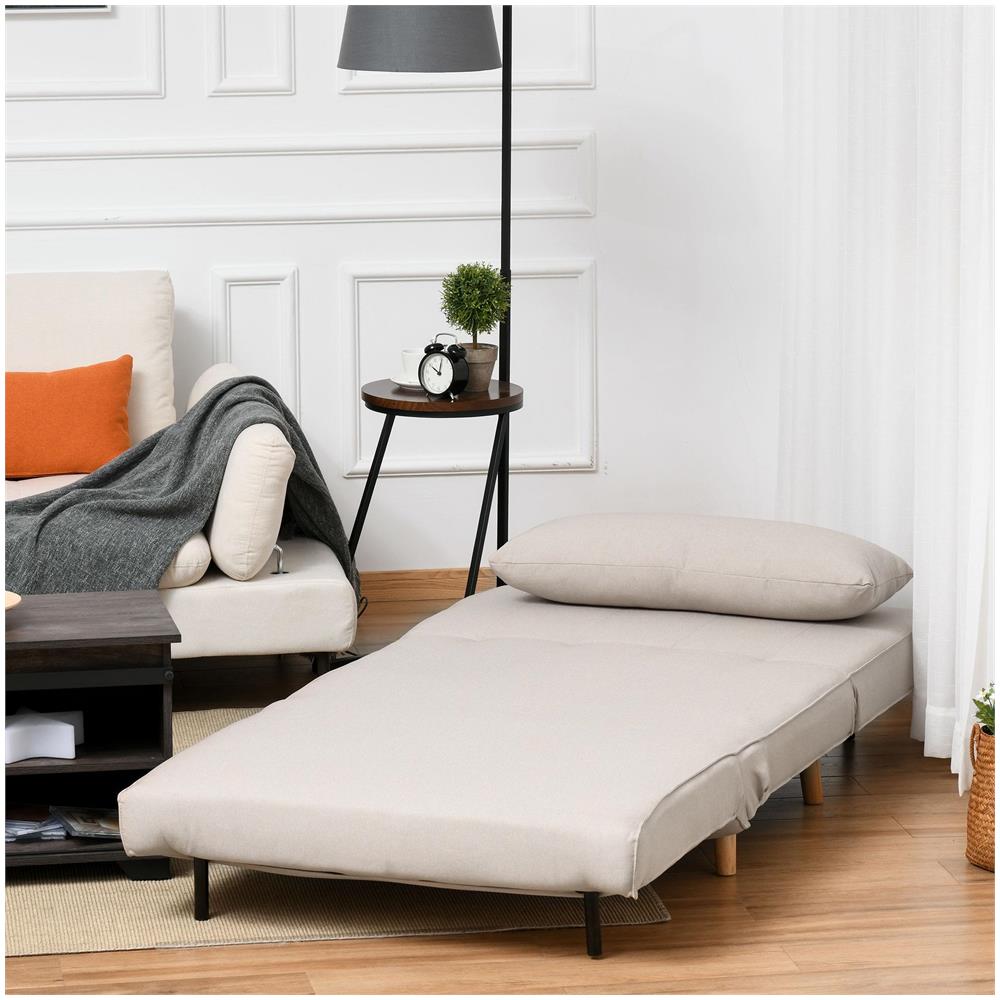 Poltrona Letto 3 in 1 con Schienale Reclinabile in 6 Posizioni, 94x78x80 cm, Beige - Foto 2